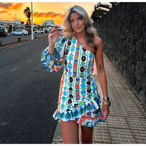 RARE!!! MANGO Asymmetrical Short Dress NWT - Picture 1 of 16